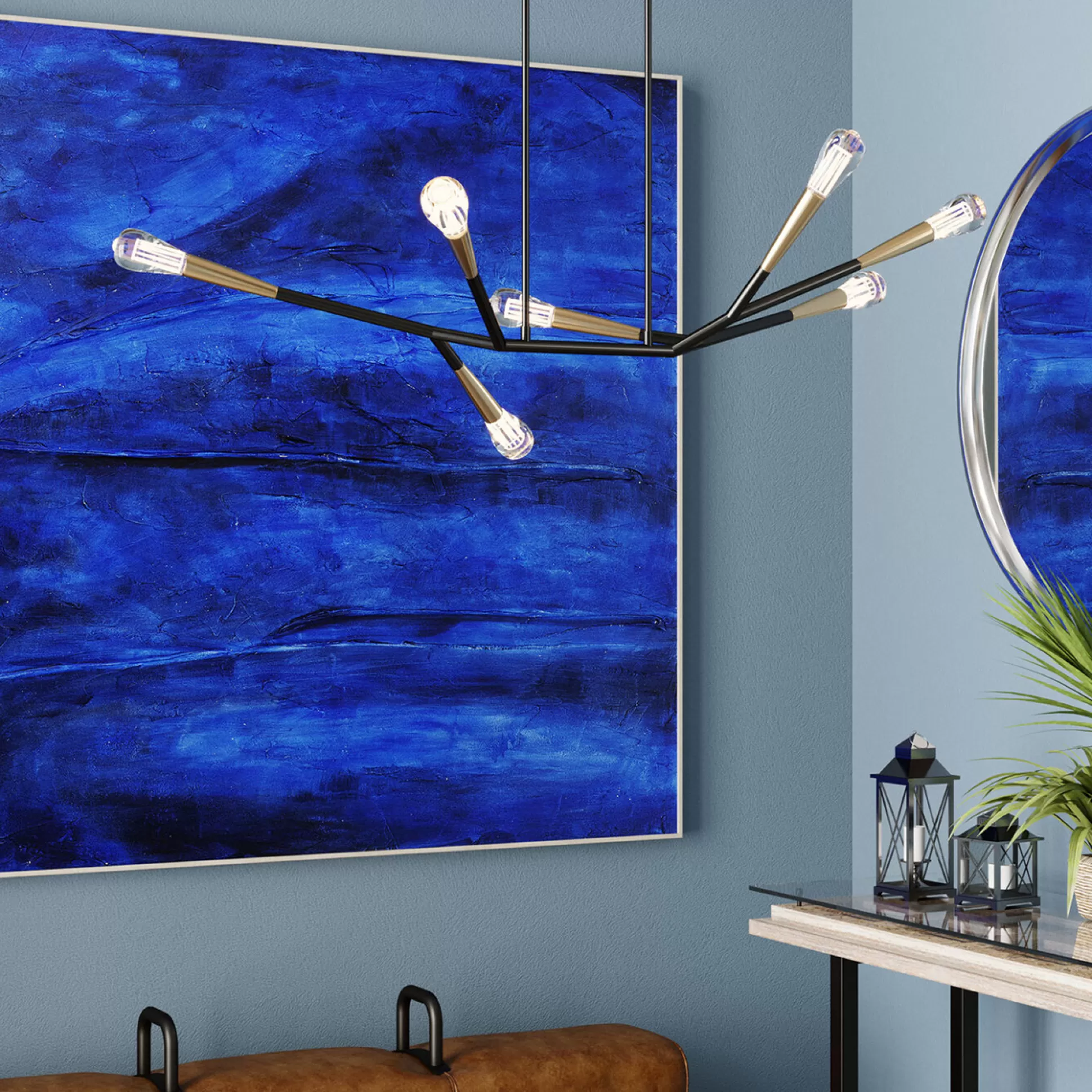 Store Acrylschilderij Abstract Deep Blauw 155X155Cm Schilderijen