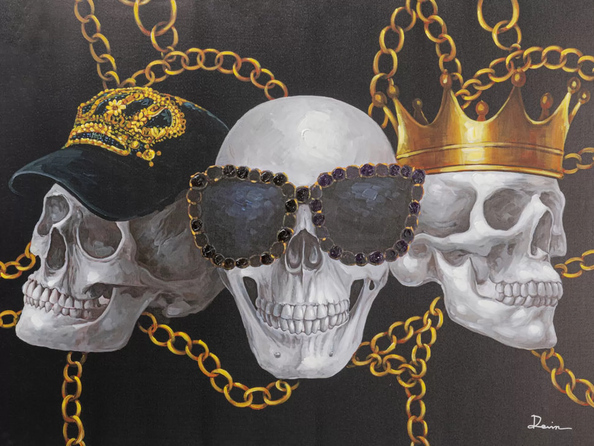 Outlet Canvas Skull Gang 90X120Cm Schilderijen