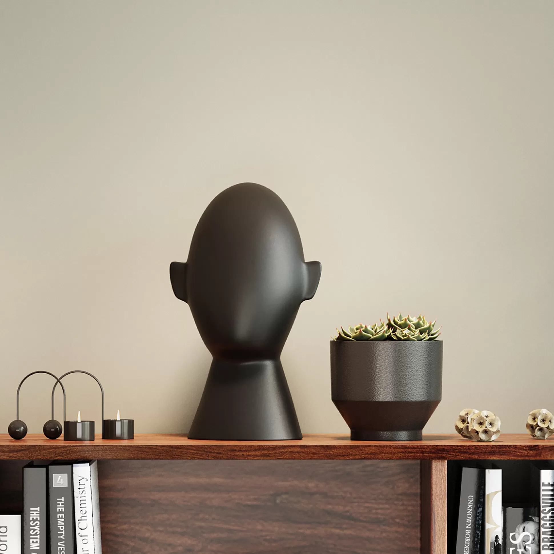 Sale Decofiguur Abstract Face Black 34Cm Decoratieve Beelden