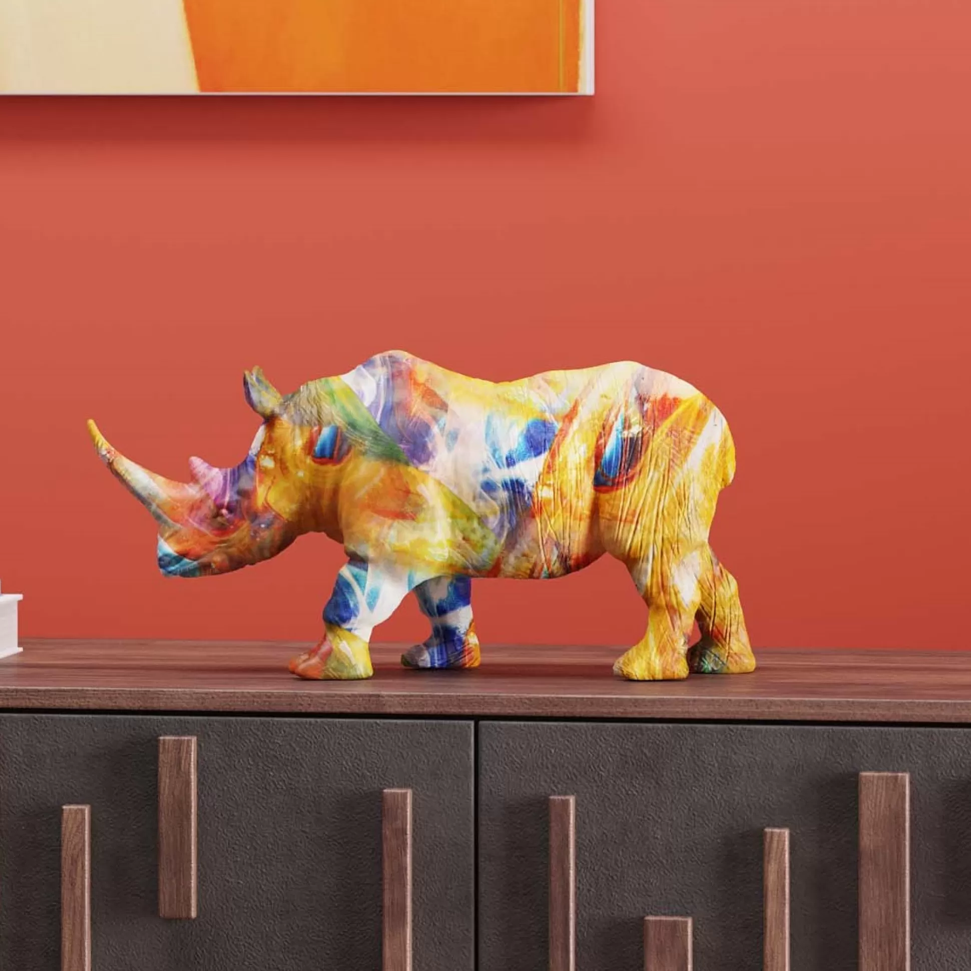 Cheap Decofiguur Colored Rhino Decoratieve Beelden