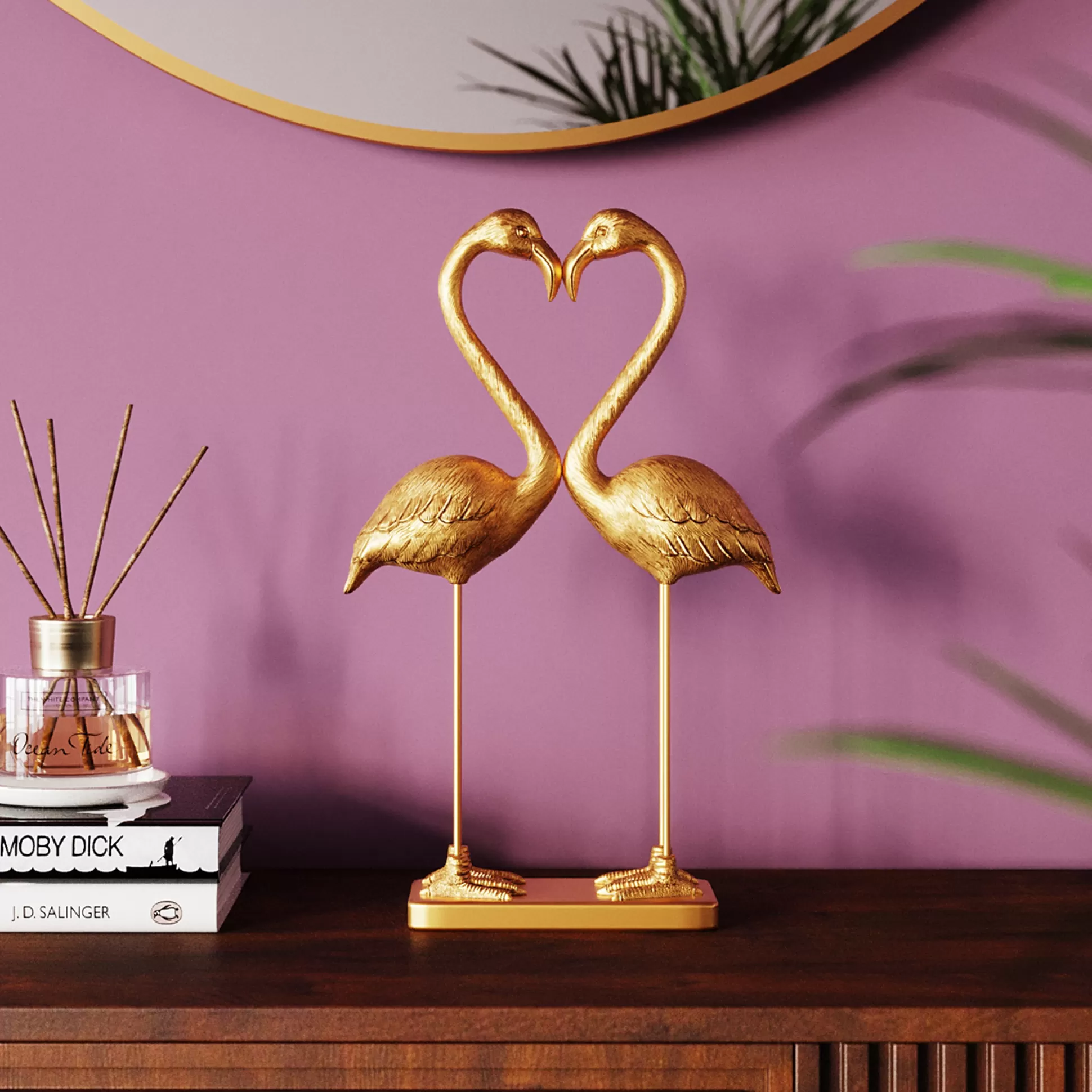 Cheap Decofiguur Flamingo Love Gold 39Cm Decoratieve Beelden