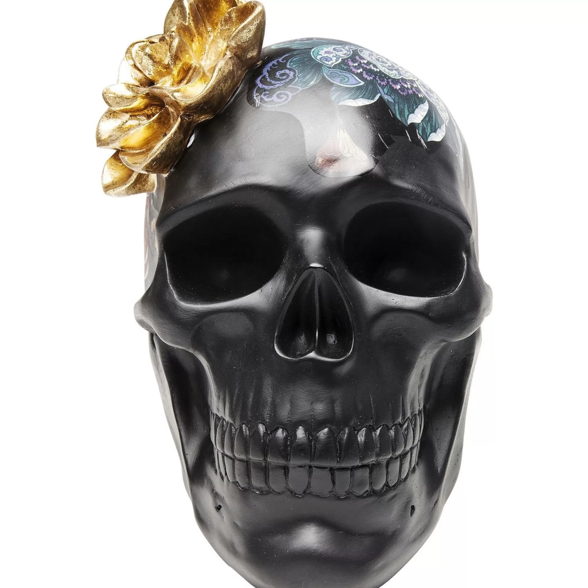 Outlet Decofiguur Flower Skull 22Cm Decoratieve Beelden