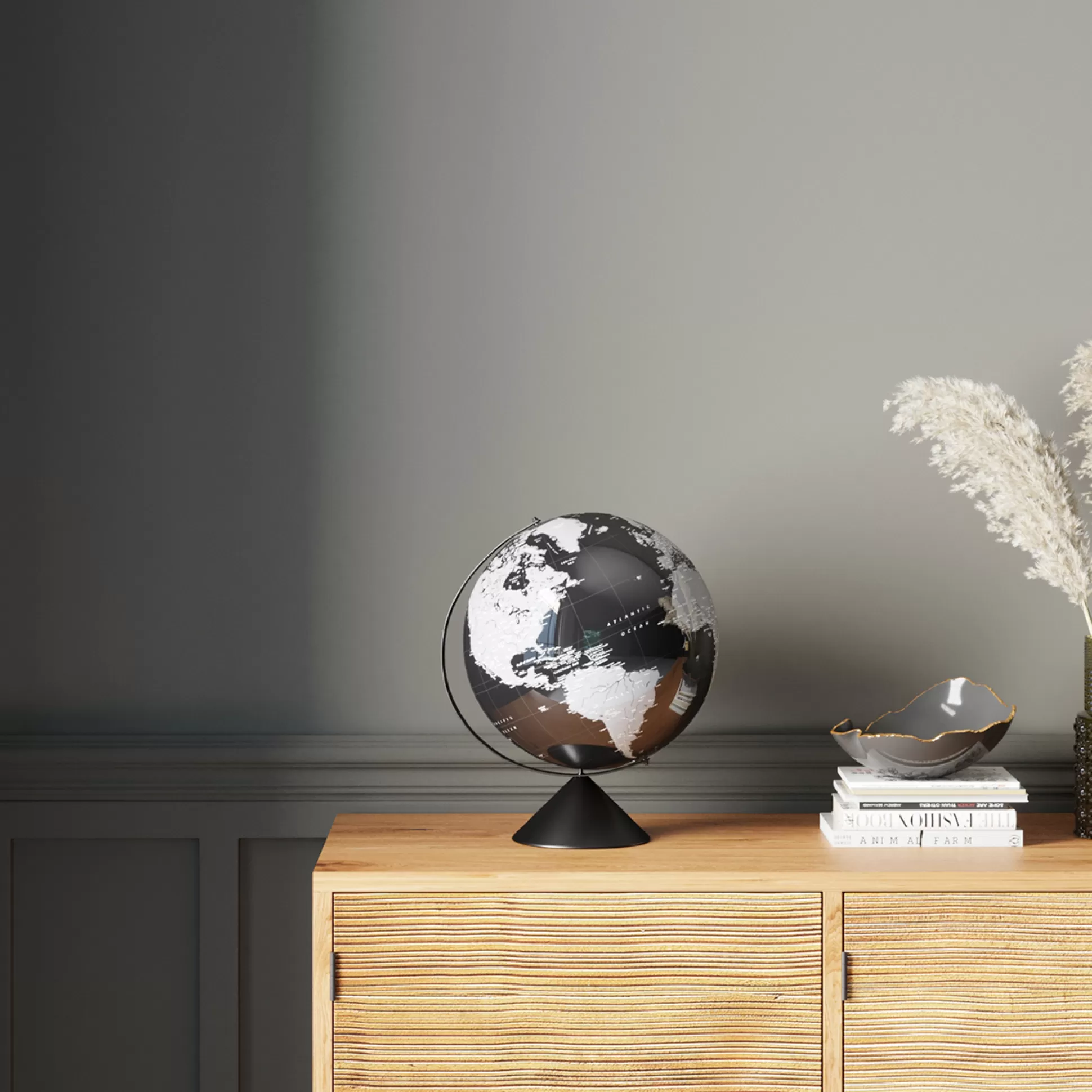 Best Sale Decofiguur Globe Top Black 40Cm Decoratieve Beelden