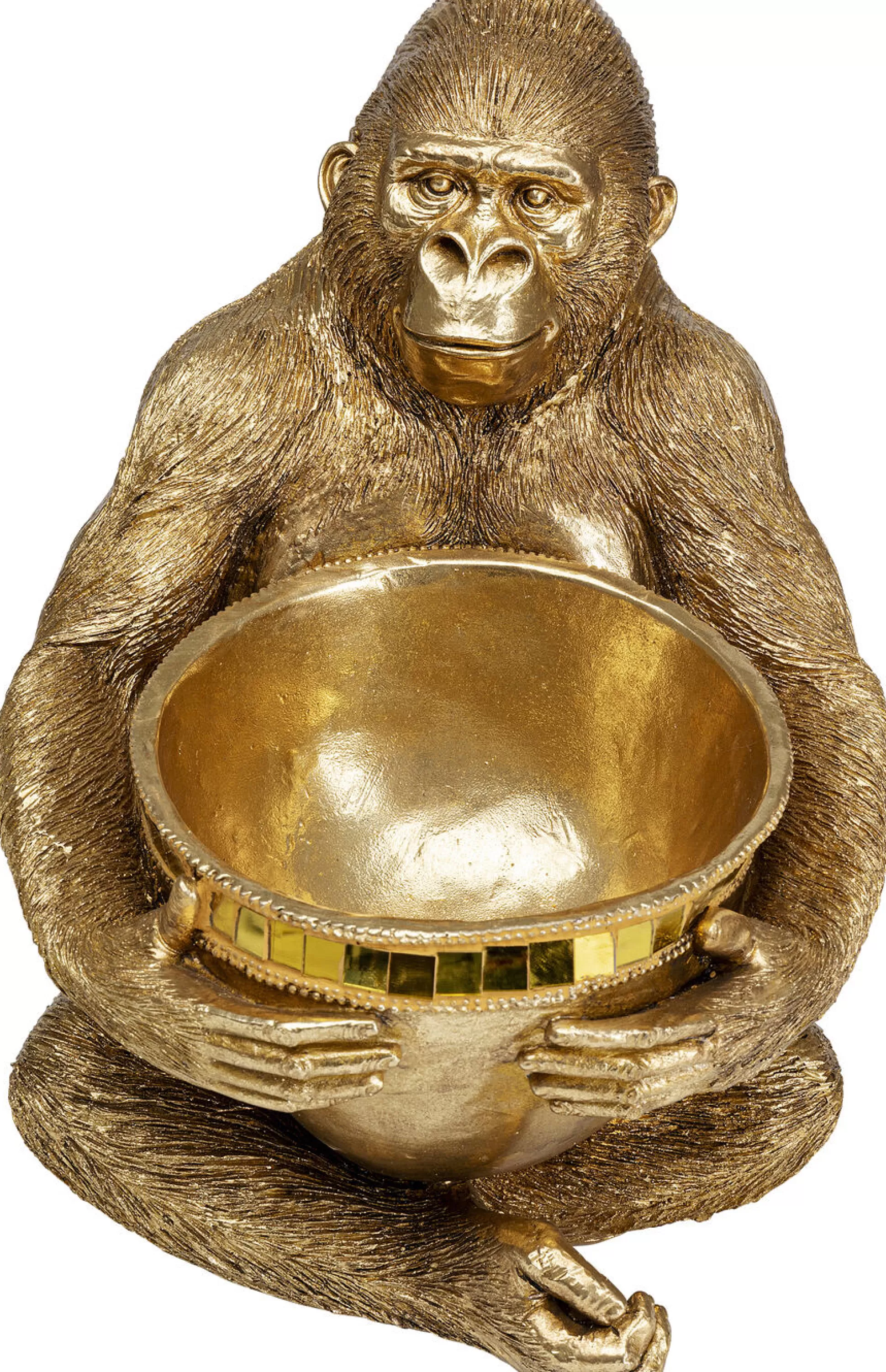 Fashion Decofiguur Gorilla Holding Bowl Goud Decoratieve Beelden