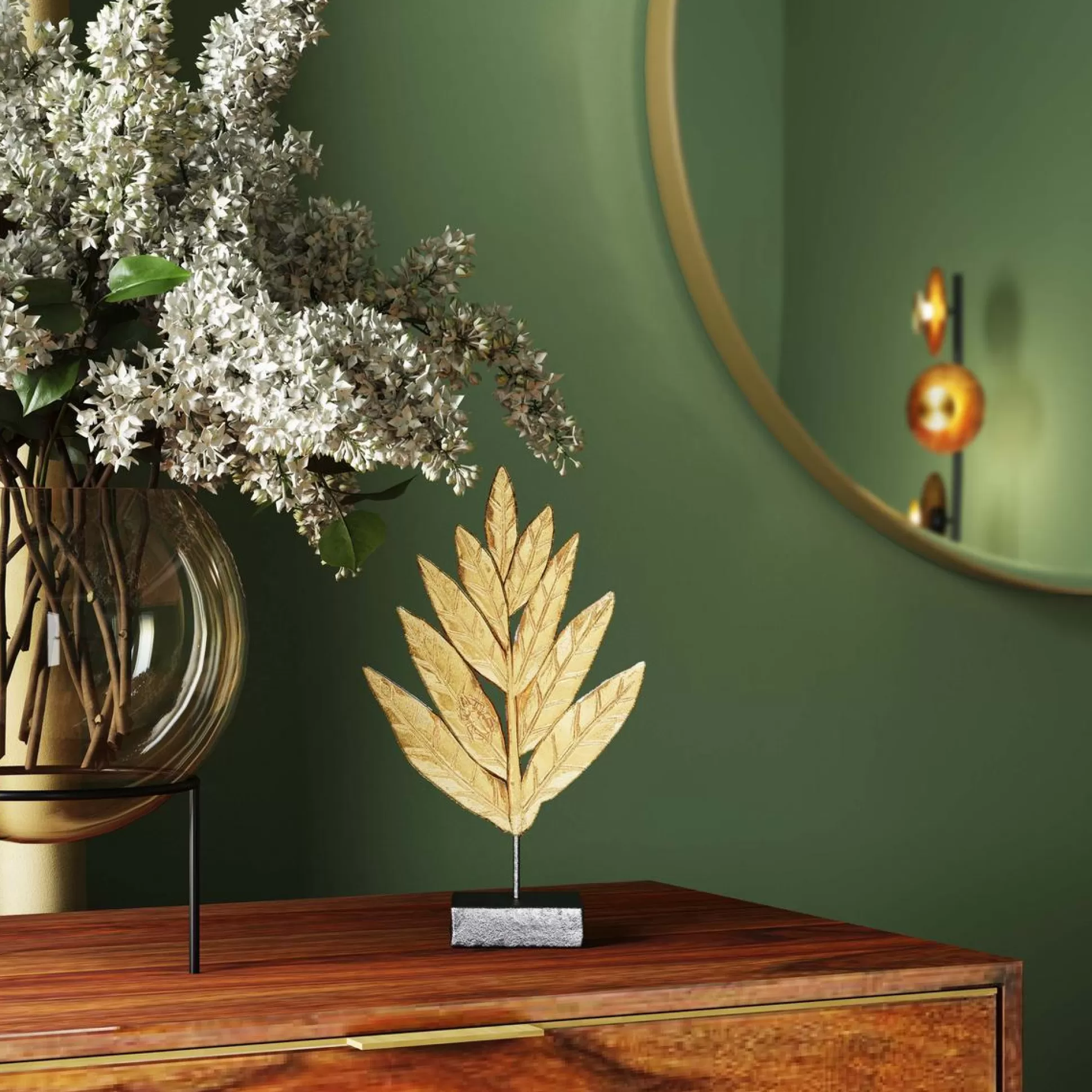 Store Decofiguur Leaves Goud Decoratieve Beelden