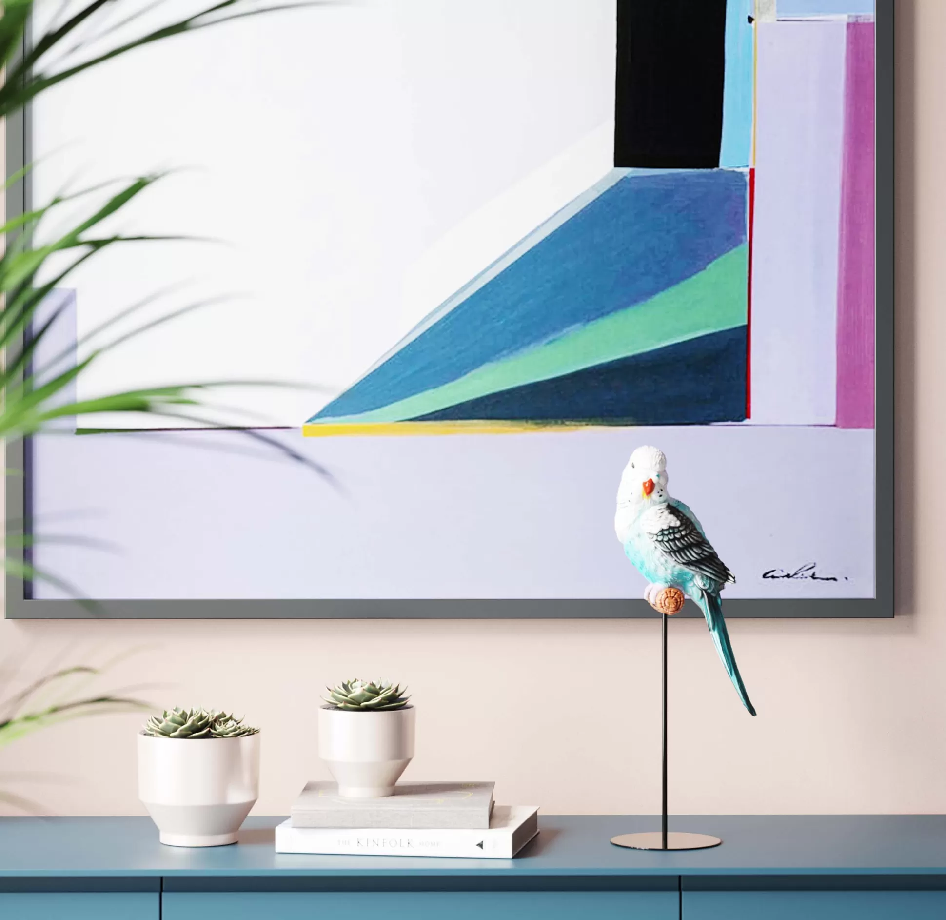 Store Decofiguur Parrot Turquoise 36Cm Decoratieve Beelden