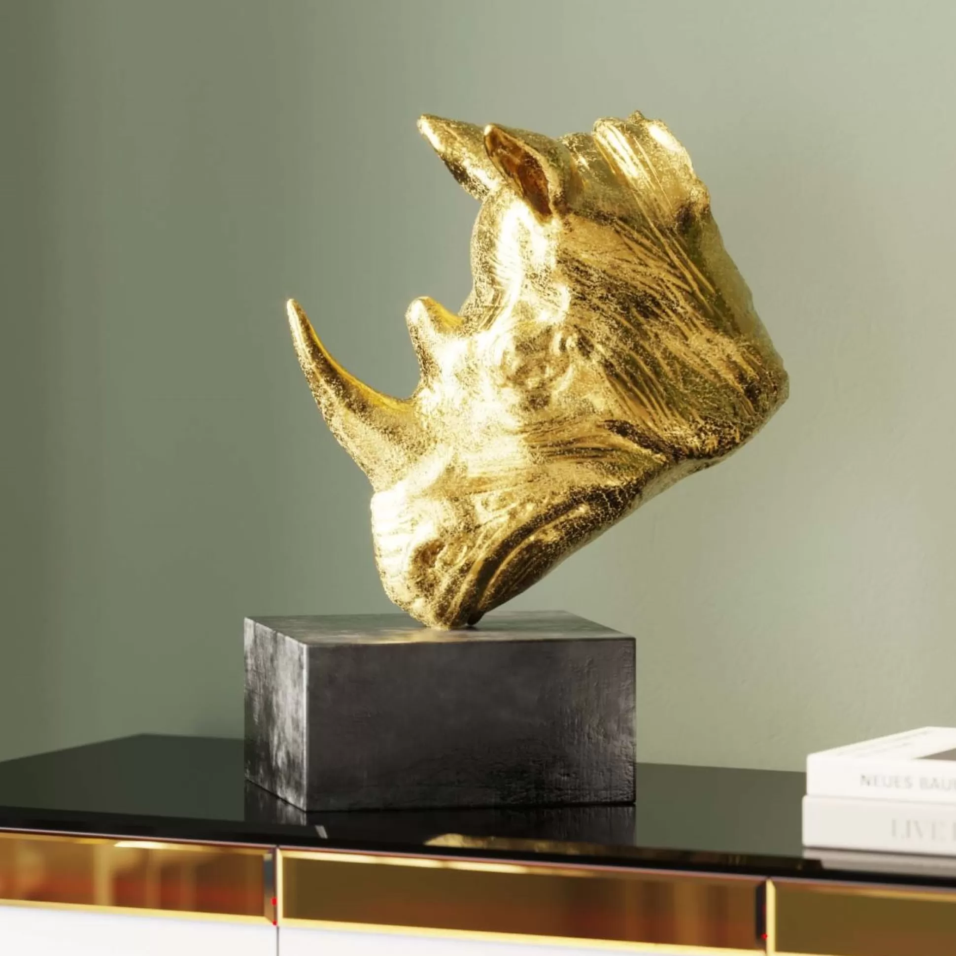 Best Sale Decofiguur Rhino Goud Decoratieve Beelden