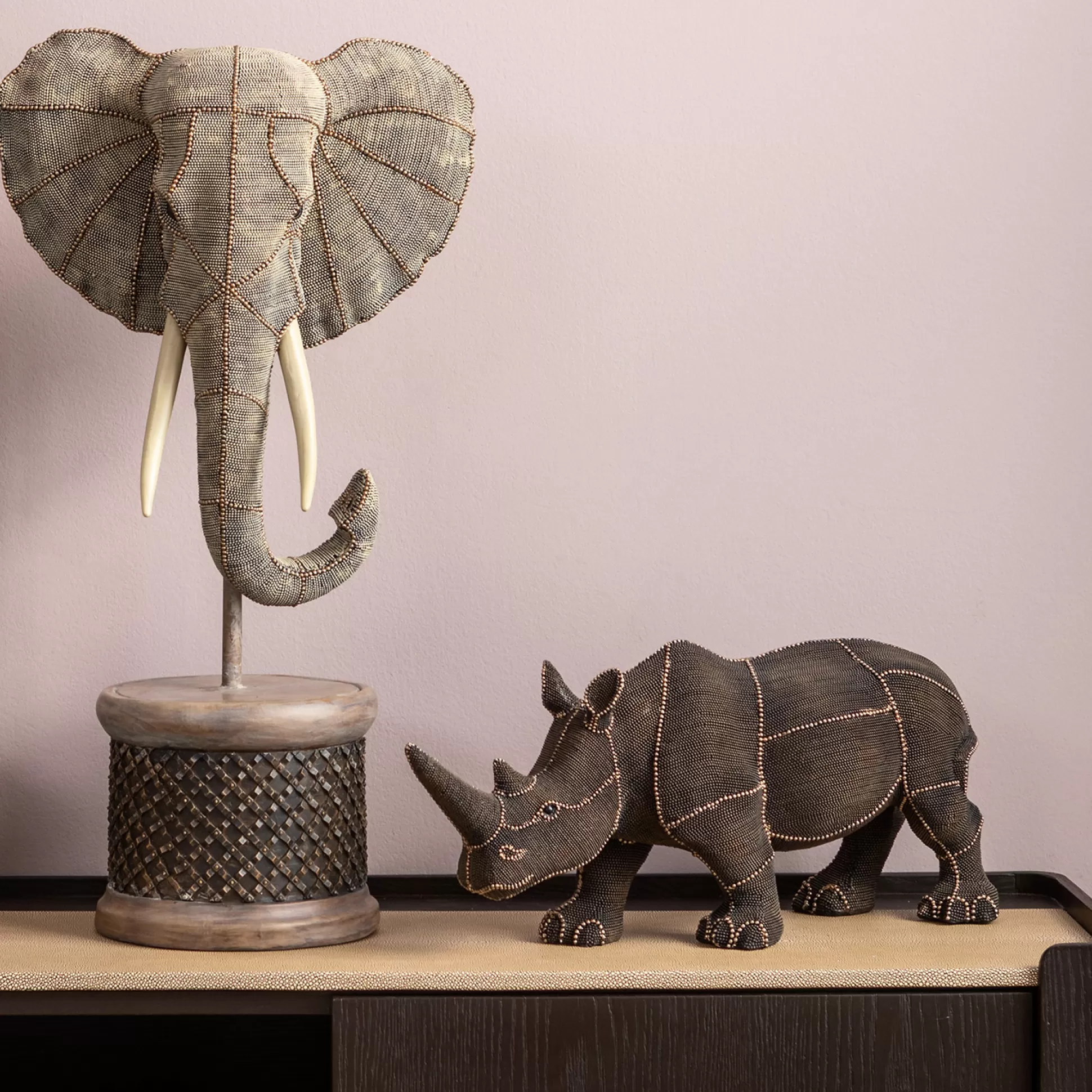 New Decofiguur Rhino Rivets Pearls 25Cm Decoratieve Beelden