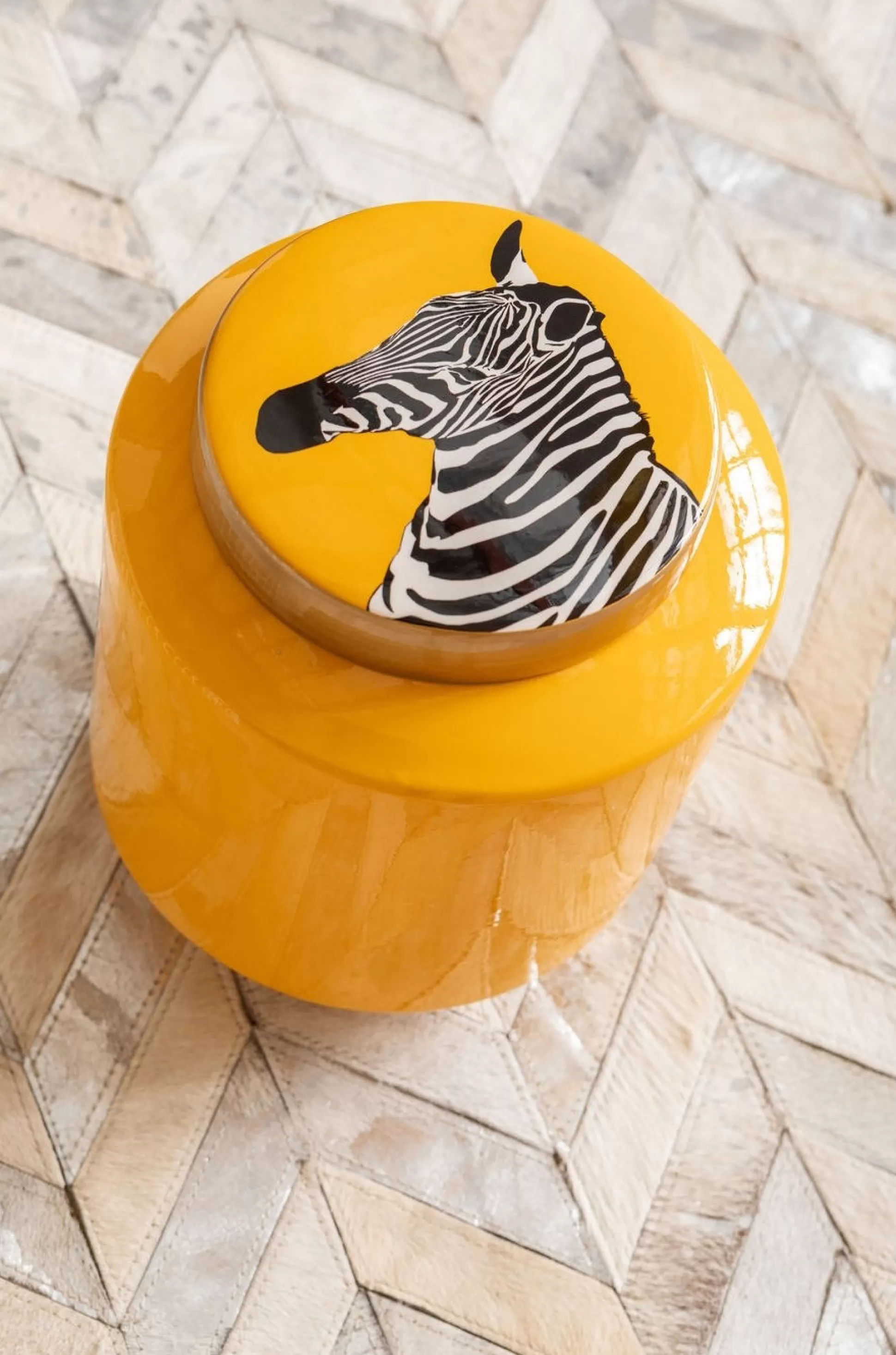 Outlet Decoratiepot Zebra Geel 25Cm Opbergers