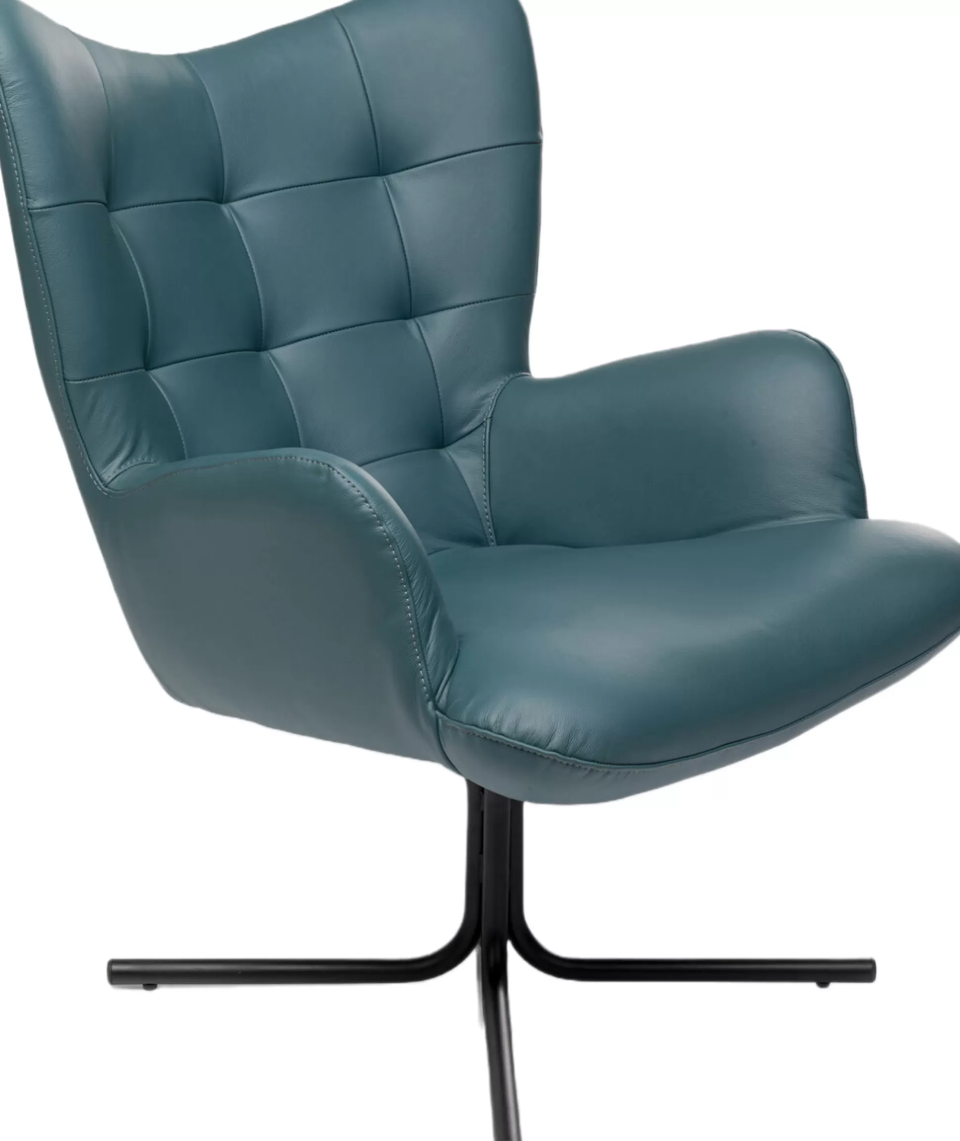 Discount Draaifauteuil Oscar Leather Blue Fauteuils