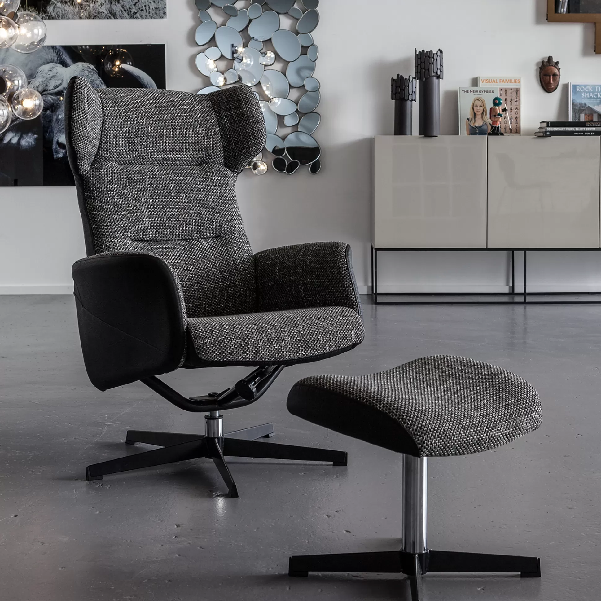 Online Draaistoel Met Kruk Ohio Salt And Pepper Fauteuils