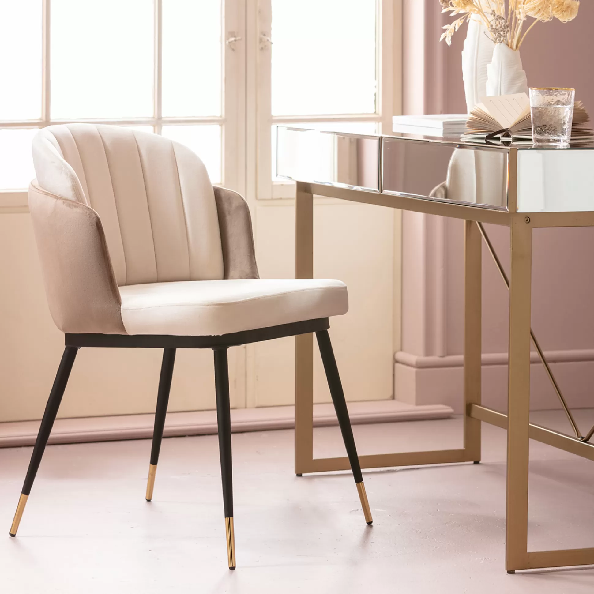 Store Eetkamerstoel Hojas Beige Stoelen