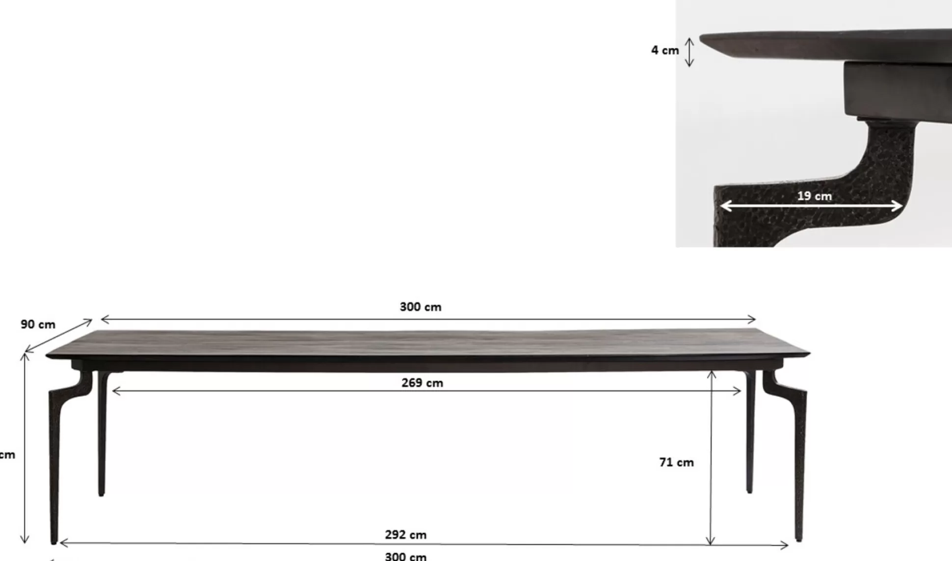 Outlet Eettafel Bug 300X90Cm Eettafels