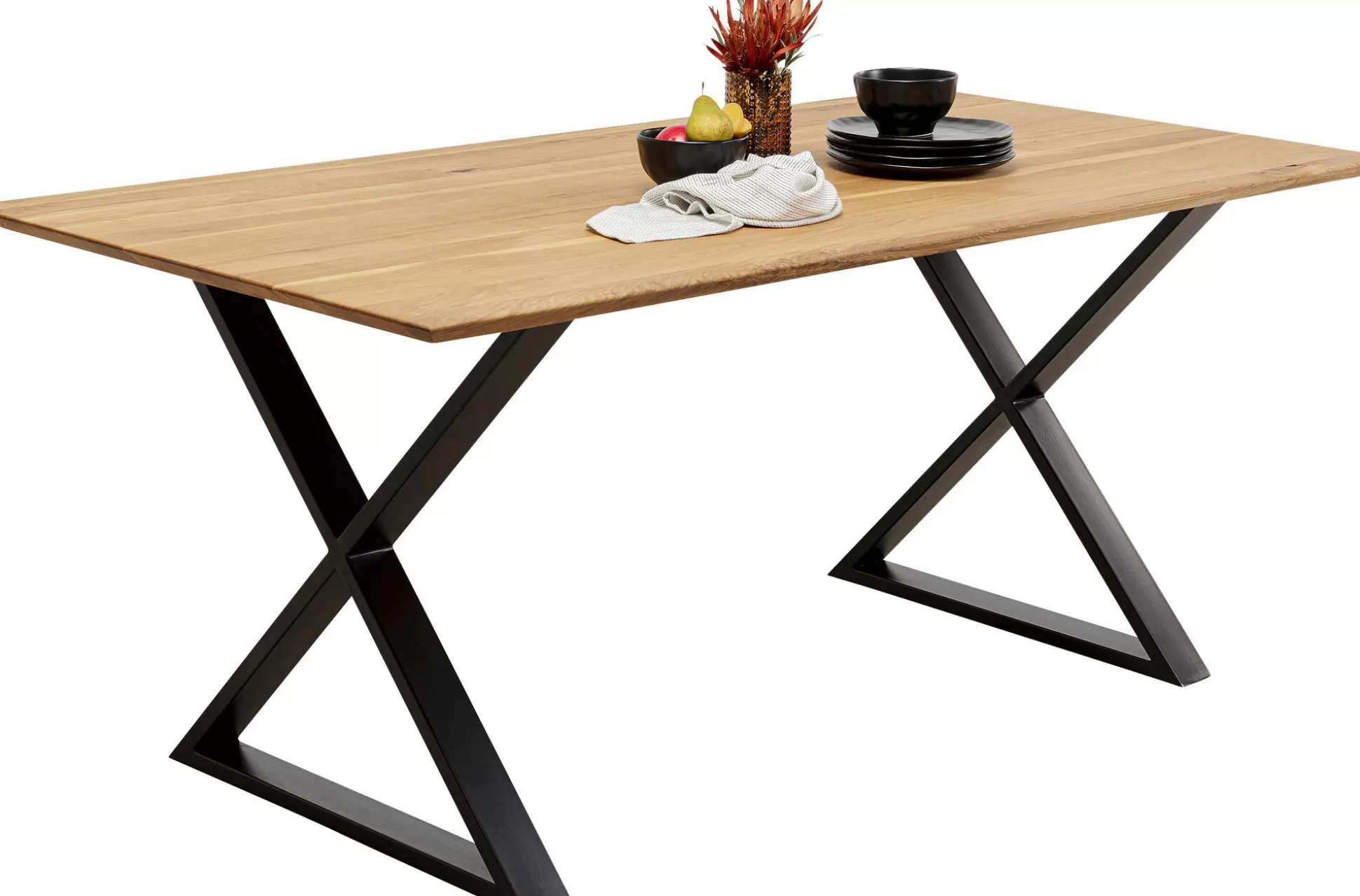 Shop Eettafel Symphony Oak Cross Black 200X100Cm Eettafels