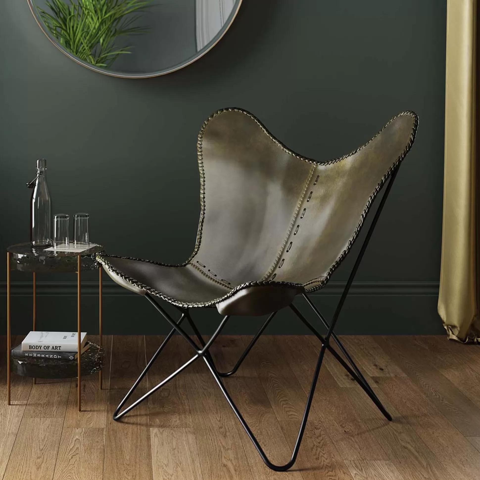 Shop Fauteuil California Leather Khaki Fauteuils