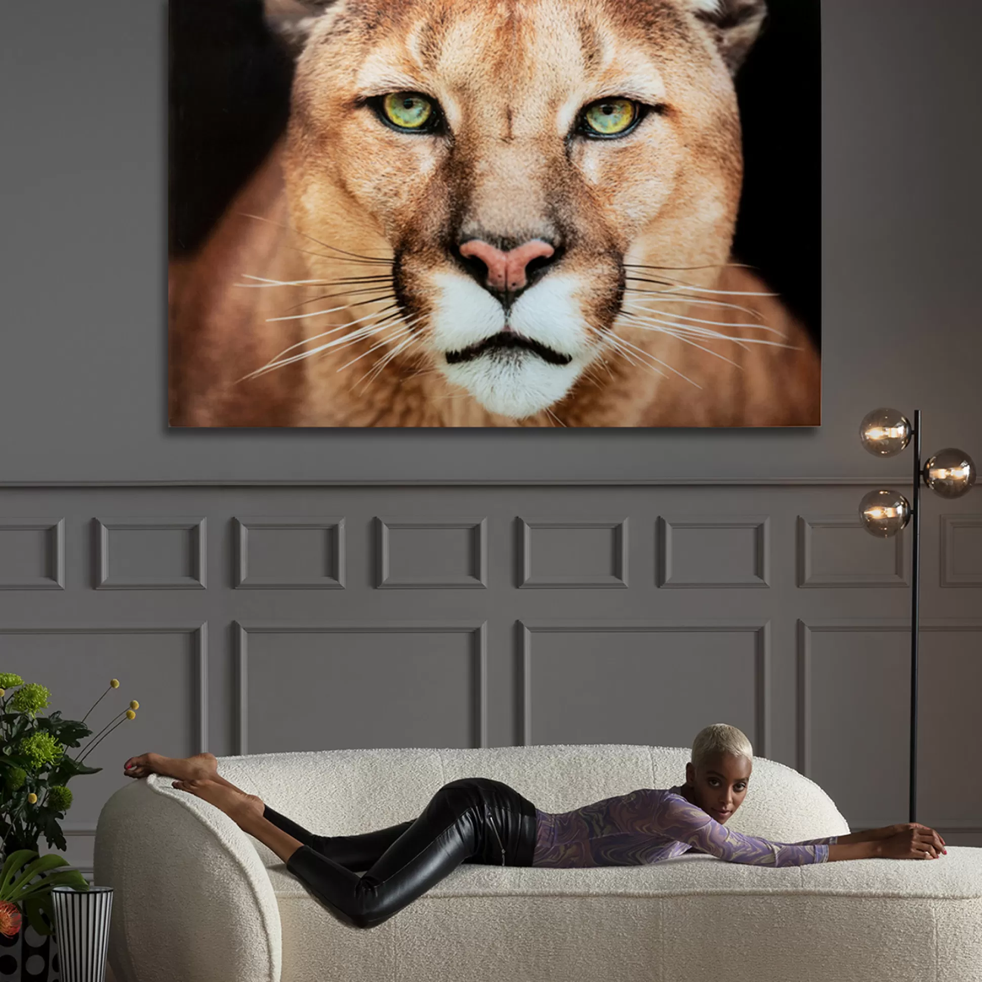 Discount Glas Schilderij Lioness 150X100Cm Schilderijen