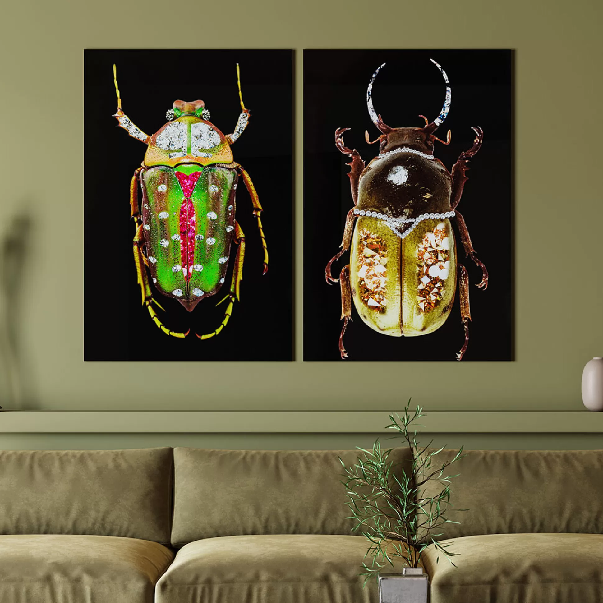 Fashion Glas Schilderij Shiney Dung Beetle 80X120Cm Schilderijen