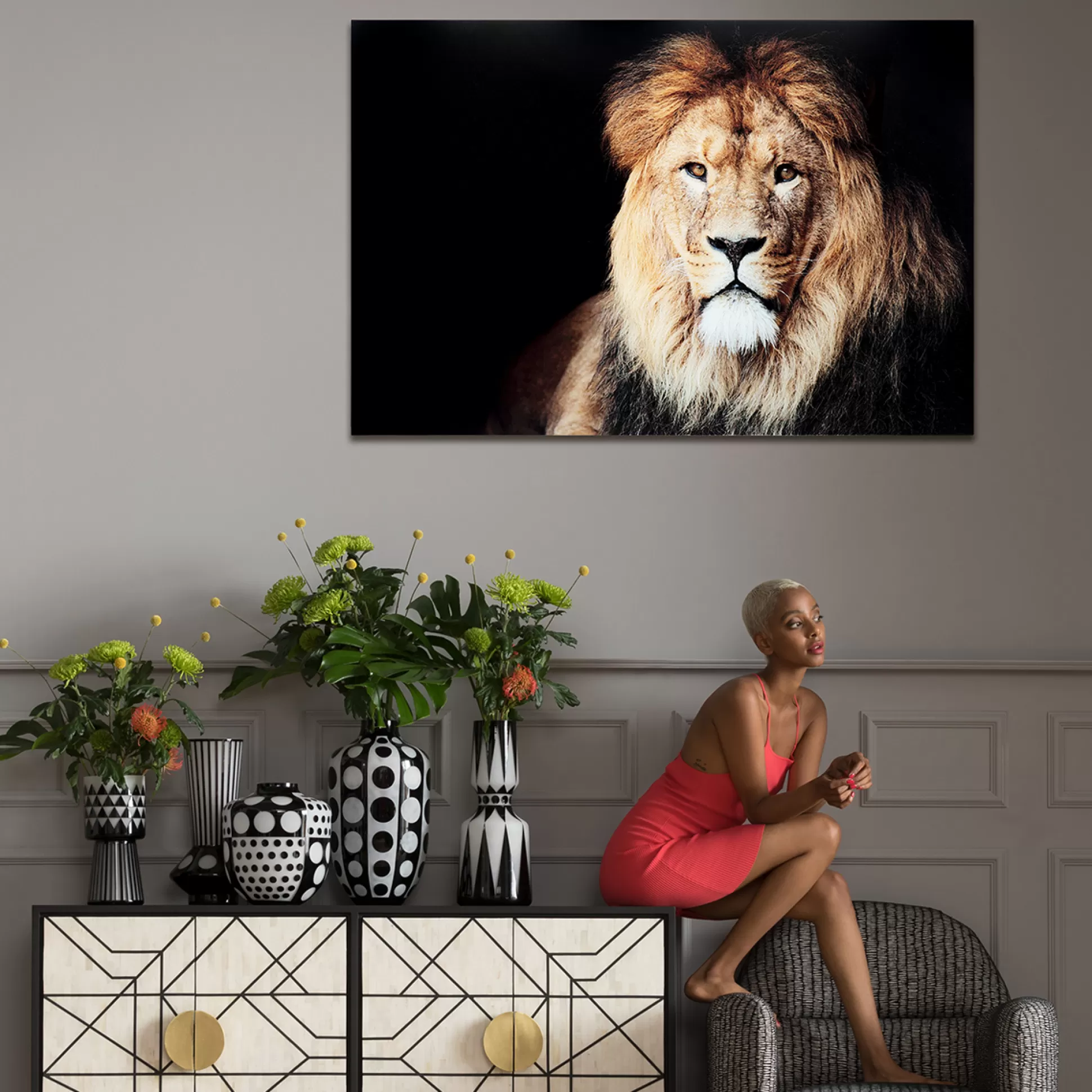 Online Glasschilderij King Of Lion 150X100Cm Schilderijen