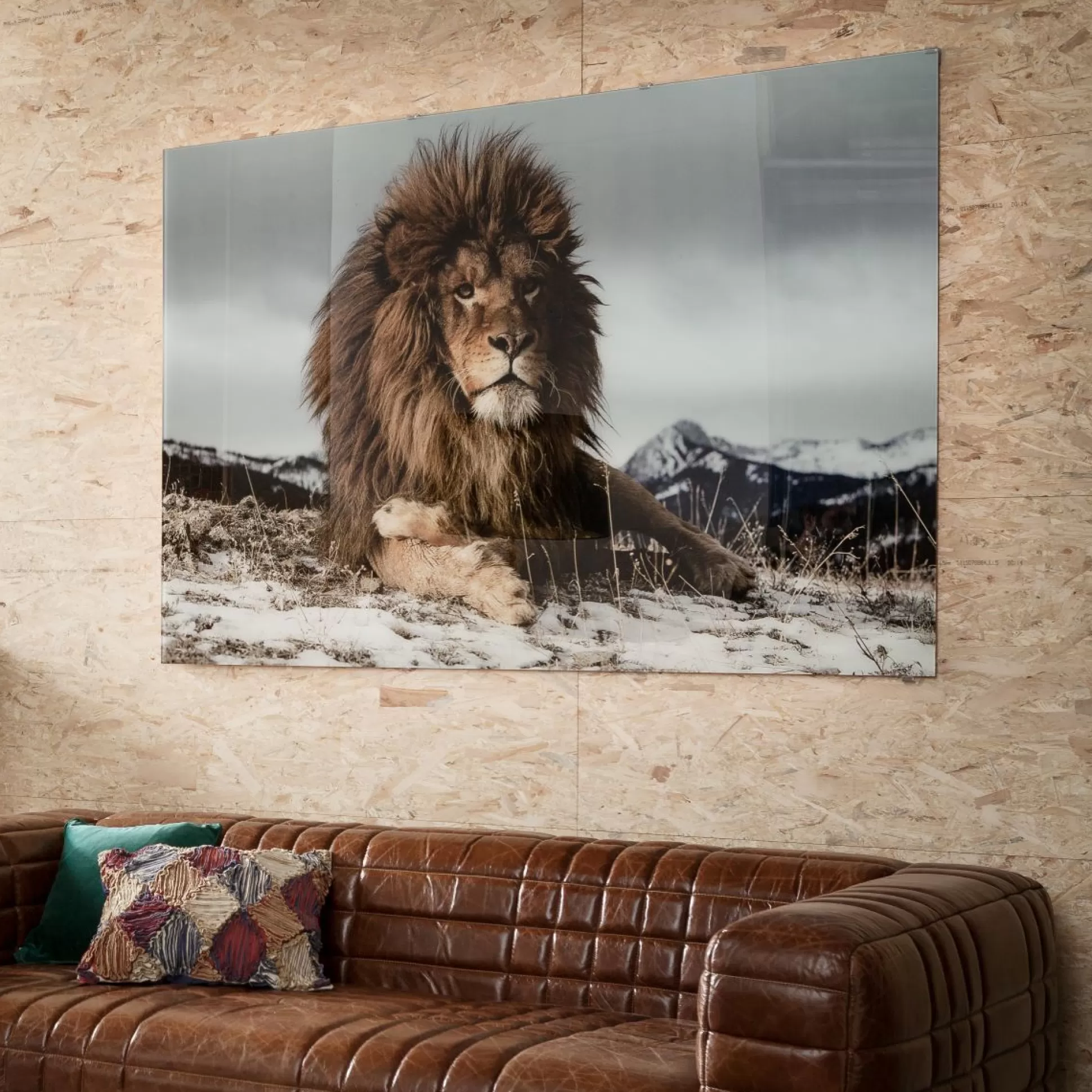 Outlet Glasschilderij Proud Lion 180X120Cm Schilderijen