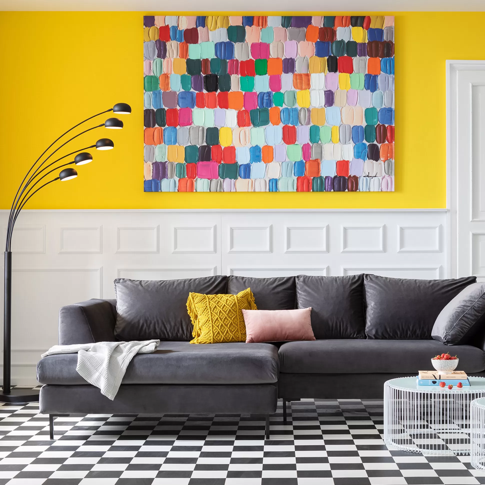 Discount Schilderij Touched Colorful Dots 140X200Cm Schilderijen