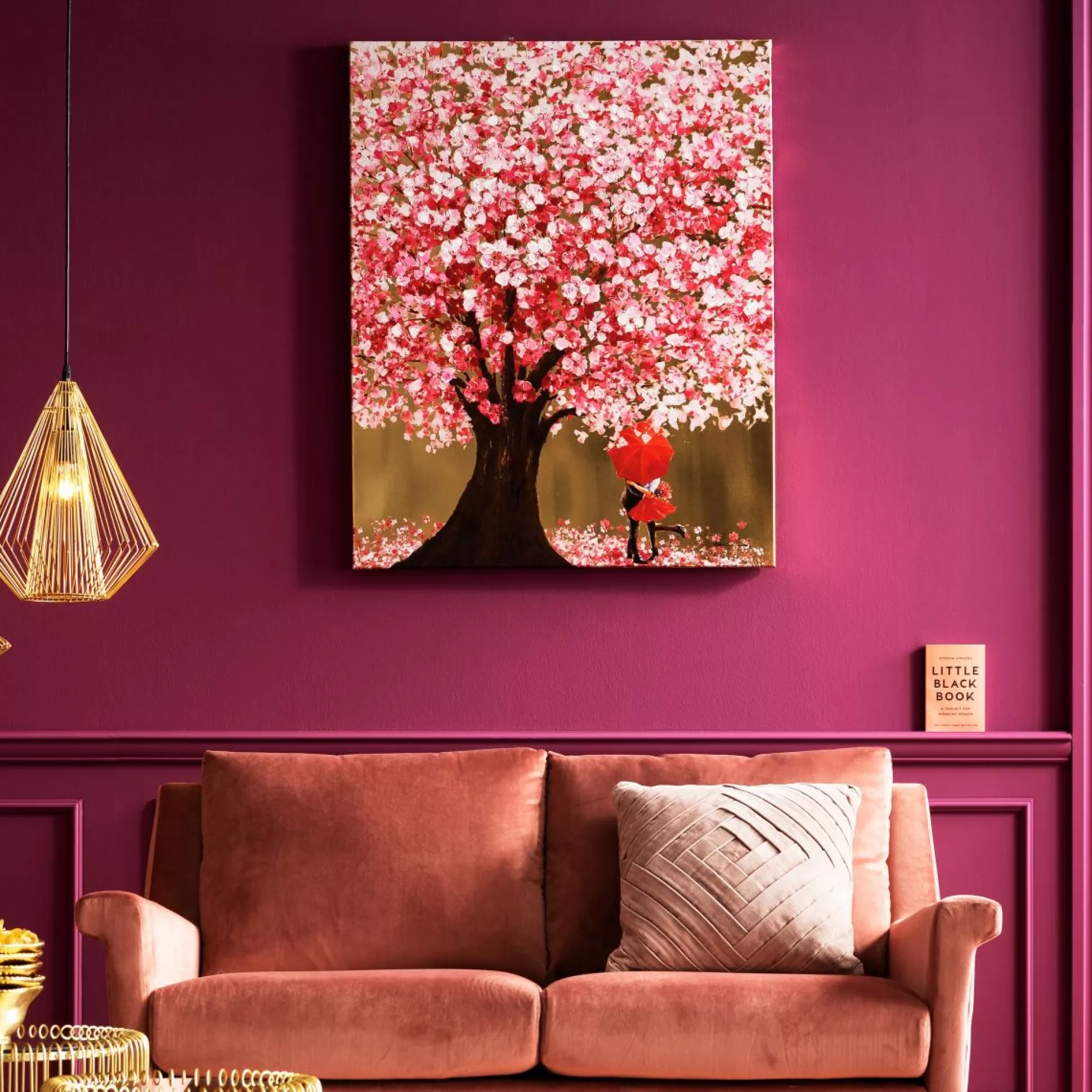 Best Sale Schilderij Touched Flower Couple Goud-Roze 100X80Cm Schilderijen