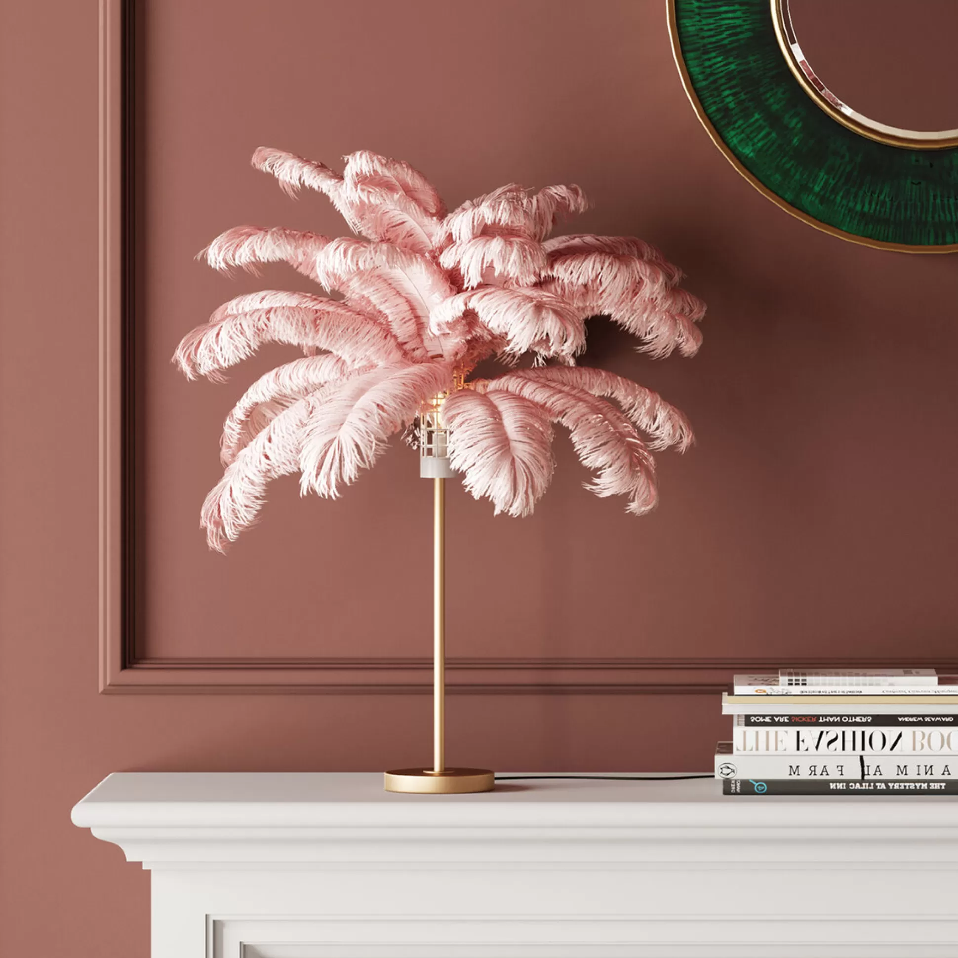 Online Tafellamp Feather Palm Pink 60Cm Tafellampen