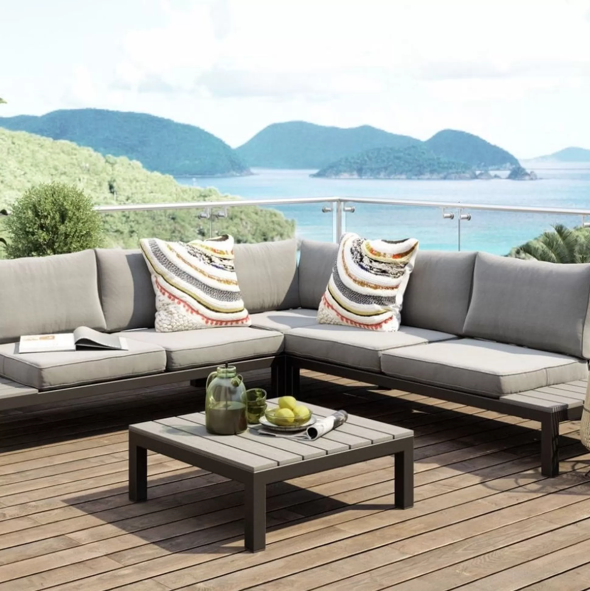 Clearance Tuinset Holiday Zwart (4-Delig) Bankstellen