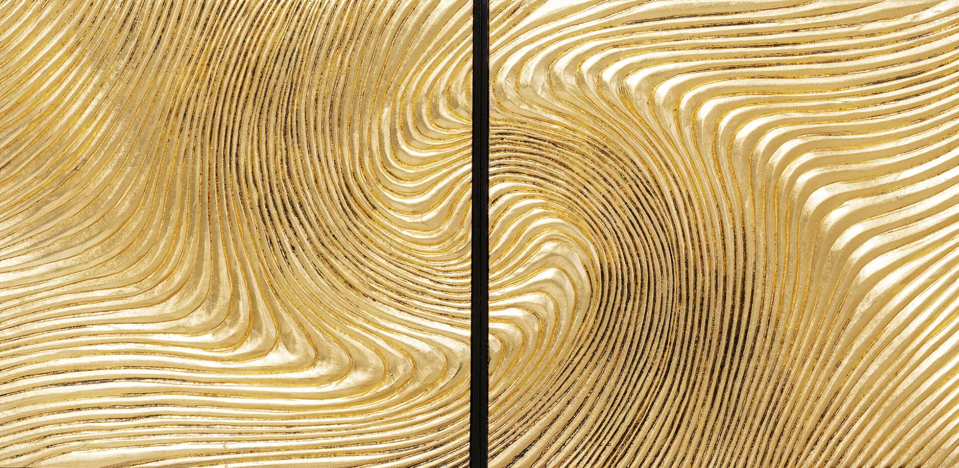 Store Wanddecoratie Wave Gold (Set Van 2) Wanddecoraties